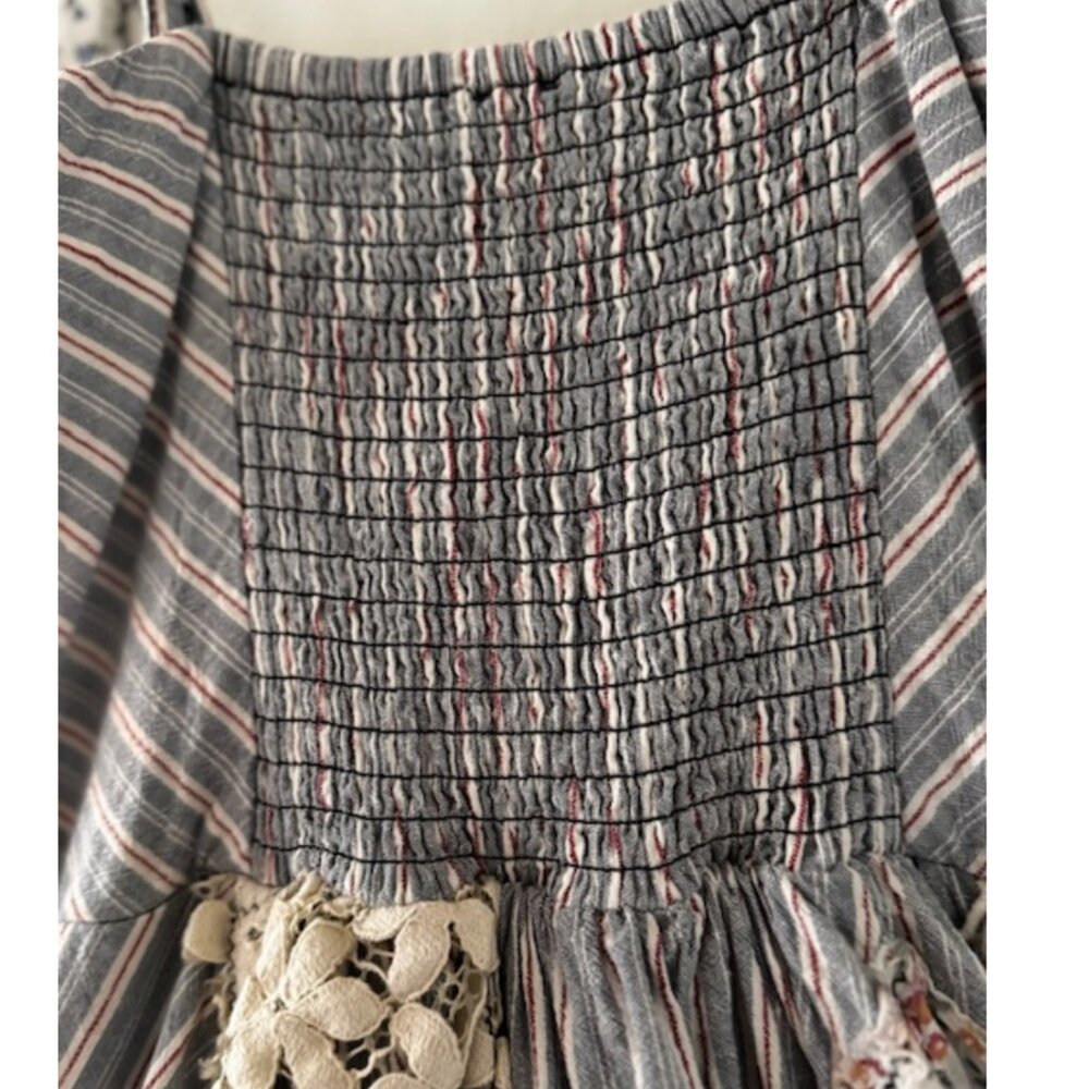Anthropologie Pilcro Jenna Scoop Neck Drop-Waist Patchwork Dress Boho Cinderella - Picture 11 of 16